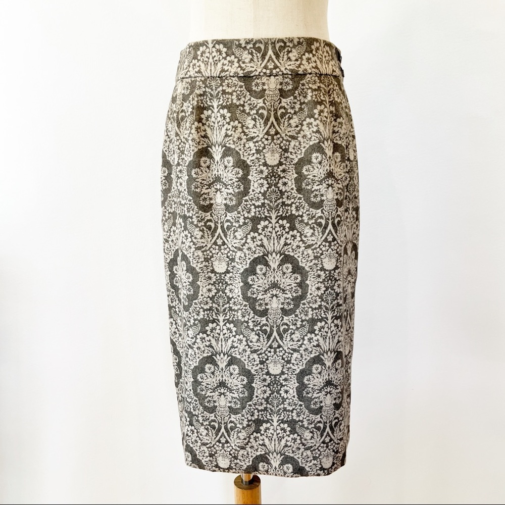 Marisfrolg Grey Damask Print Flannel Skirt Midi